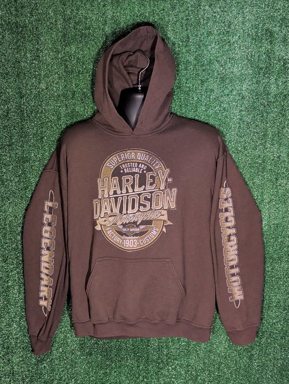 Harley-Davidson Brown Pullover Hoodie Size Large - Picture 1 of 9